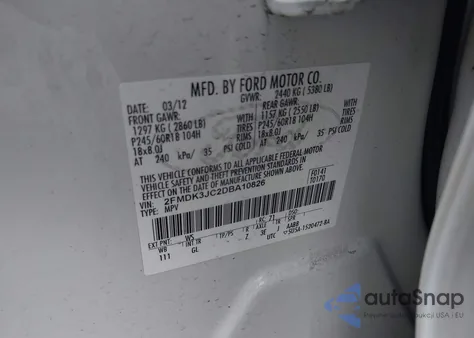 2013 Ford Edge Sel из США, поврежденный, VIN 2FMDK3JC2DBA10826